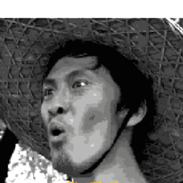 黄胶鞋七分裤山羊胡子刘海柱