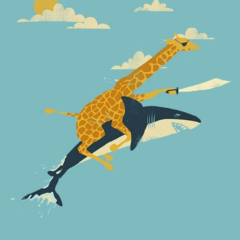 骑鲨鱼的长颈鹿先生