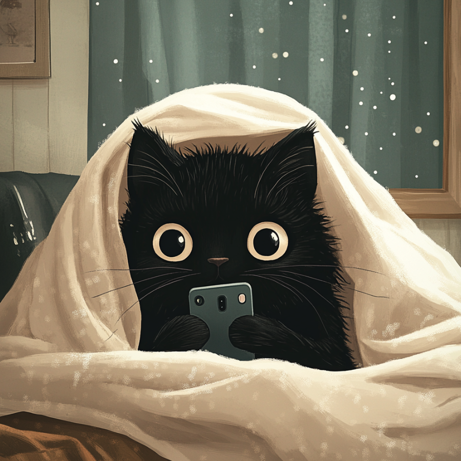 被子里的黑猫