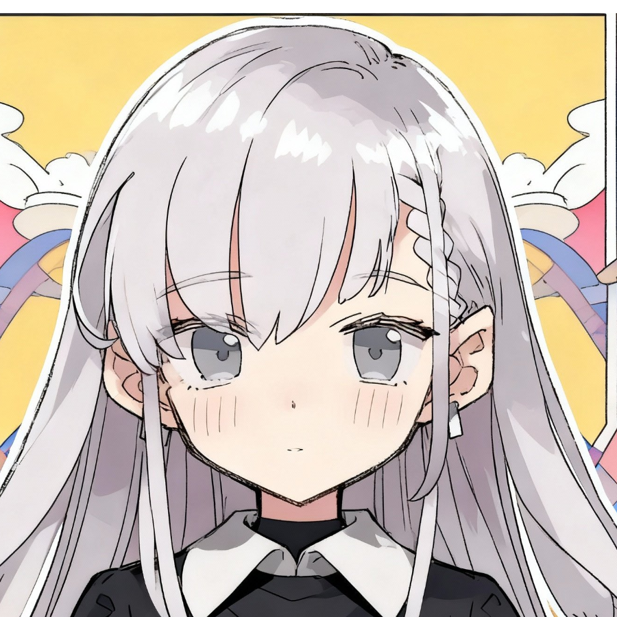霜髪彩棂黑裙垂
